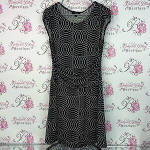 Azure dress drape style Chic Black and White Geometric Mini Dress